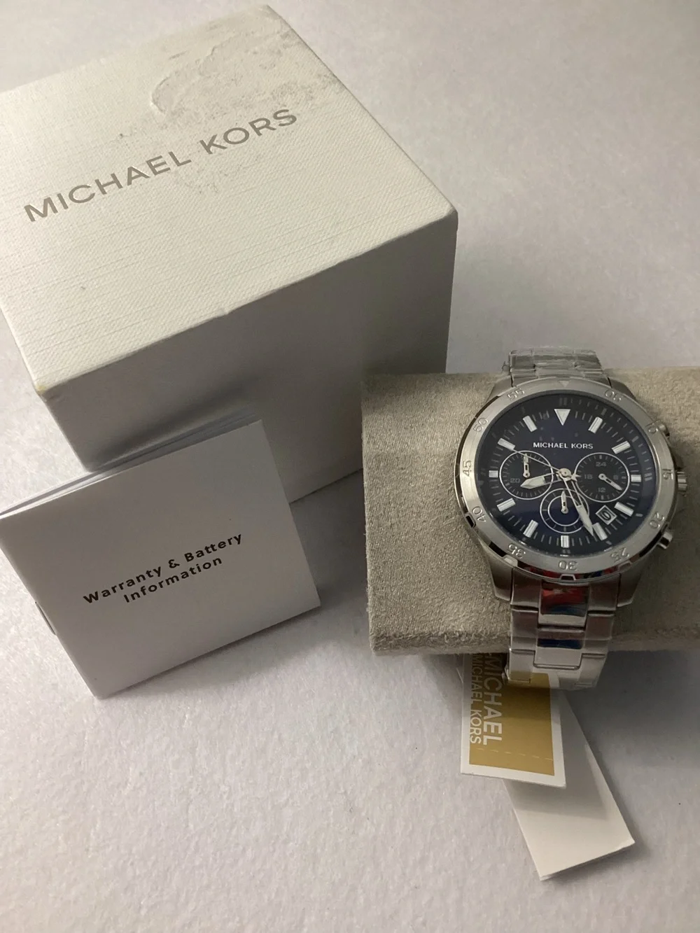 Michael Kors Greyson Chronograph Silver-Tone Stainless Steel Watch 43mm